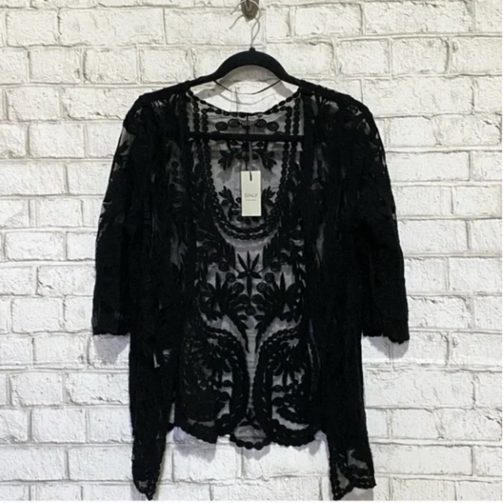 Only Women’s Lace Cardigan Black Size Small